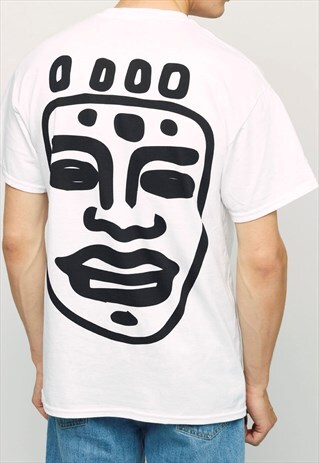 TRIBAL MASK WHITE TEE