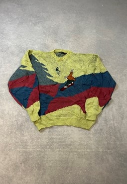 Vintage Knitted Jumper Embroidered Snowboard Patterned Knit