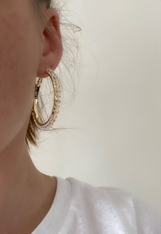 LARGE BEADED HOOP EARRING