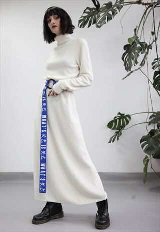 VINTAGE 90S RALPH LAUREN TURTLENECK WOOL MAXI DRESS