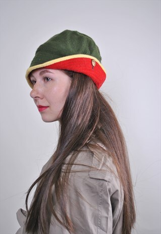 VINTAGE MULTICOLOR BUCKET HAT, 90S SAILOR HAT, WOMEN RETRO