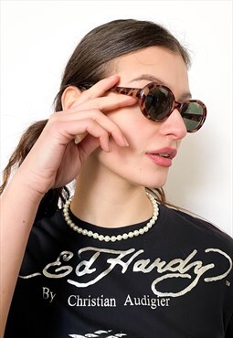 Vintage 90s oval sunglasses in brown