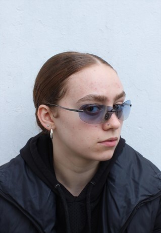 VINTAGE KANGOL SPACEY LIGHT BLUE Y2K FRAMELESS SUNGLASSES