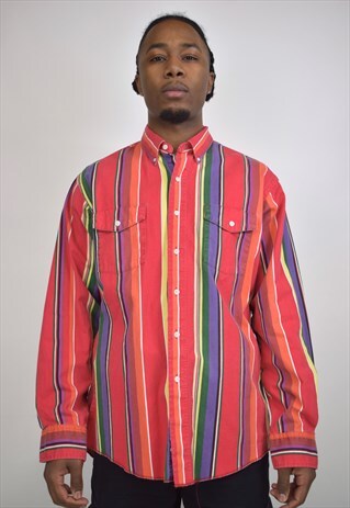 VINTAGE 90S WRANGLER RED MULTI STRIPE SHIRT