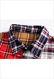 STITCHED CHECK SHIRT LONG SLEEVE PLAID BLOUSE REWORKED TOP