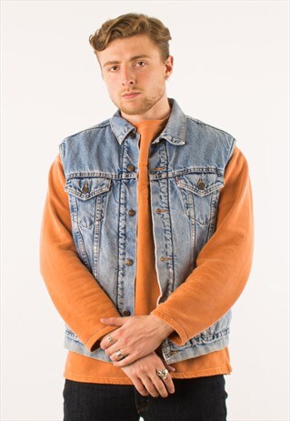 VINTAGE 90S LEVI'S SHERPA DENIM GILET JACKET