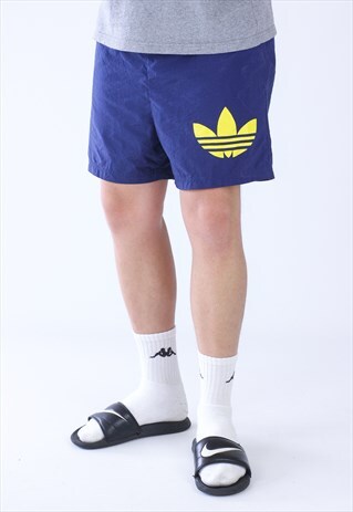 VINTAGE MENS ADIDAS ORIGINALS SWIM BEACH BIG LOGO SHORTS