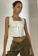 WHITE BRODERIE ANGLAISE HOOK AND EYE CROP CAMI TOP PRAIRIE