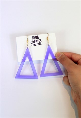 TRIANGLE STATEMENT EARRINGS IN PURPLE FROST