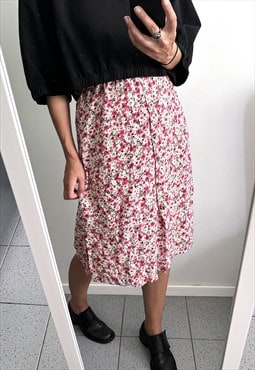 Floral Midi Casual Romantic Skirt - Small