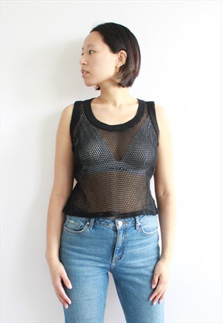 Y2K BLACK OVERSIZE MESH NET TOP