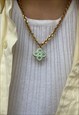AUTHENTIC LOOPING CHARM GREEN & YELLOW-REPURPOSED NECKLACE