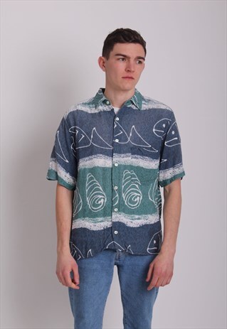 WAVEY PRINT 80'S VINTAGE SHIRT
