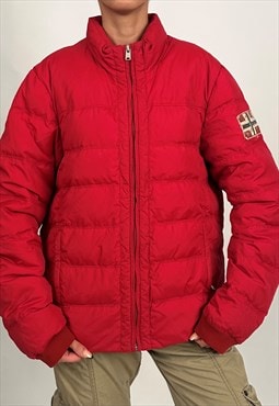 Vintage Unisex Napapijri Red Padded Puffer Jacket