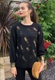  BALLOON SLEEVE JUMPER WITH GOLD METALLIC PRINT AND RING