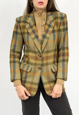DAKS wool blazer in plaid pattern jacket preppy