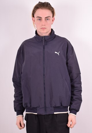 PUMA MENS VINTAGE JACKET LARGE NAVY BLUE 90S