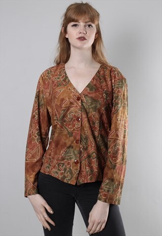 VINTAGE 90S CRAZY AZTEC PATTERNED BUTTON TOP
