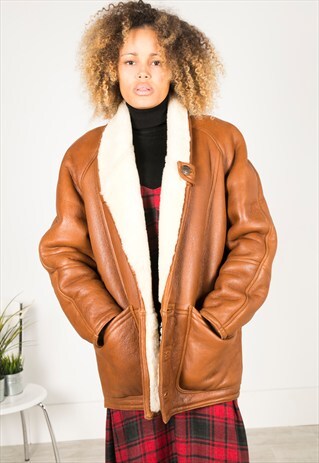 VINTAGE 80S WINTER SHEEPSKIN COAT / R004