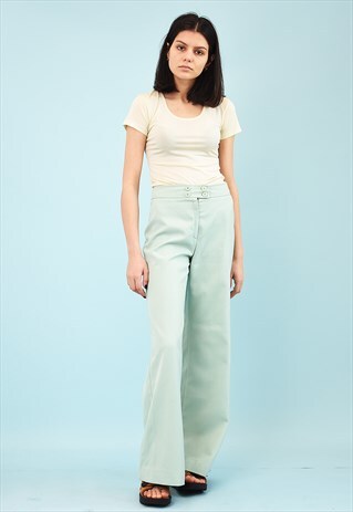VINTAGE 70'S RETRO MOD MINTY BLUE TROUSERS