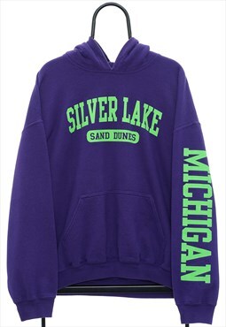 Vintage Silver Lake Graphic Purple Hoodie Mens