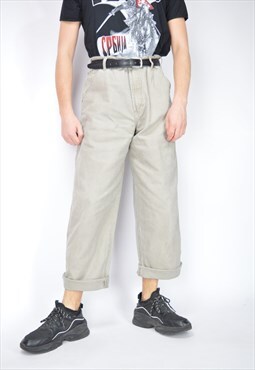 Vintage grey cotton cargo trousers {467}