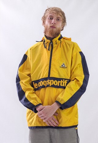 VINTAGE MENS LE COQ SPORTIF BIG LOGO PULLOVER ANORAK JACKET