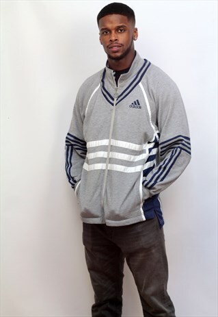 1990'S VINTAGE ADIDAS CASUAL TRACK JACKET IN GREY
