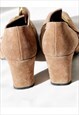 SQUARE TOE 90S HEELS GENUINE SUEDE LEATHER VINTAGE SHOES 