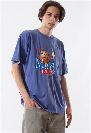90'S VINTAGE MENS NIKE MAD SKILLZ TOUR NBA TEE T SHIRT