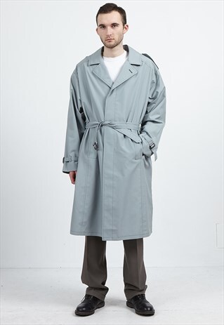 VINTAGE BLUE GDR TRENCH COAT