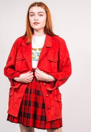 VINTAGE 90'S RED FAUX SUEDE JACKET