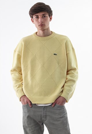 VINTAGE LACOSTE SWEATER 90S YELLOW KNITTED KNIT