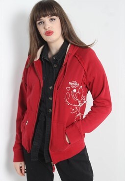 Vintage Hard Rock Cafe Zip Up Hoodie 90's - Red