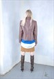 VINTAGE 80'S LIGHT REAL LEATHER GLAM SHORT JACKET IN MAROON