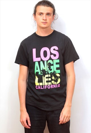 VINTAGE BLACK GRAPHIC LOS ANGELES CALIFORNIA PRINT T-SHIRT