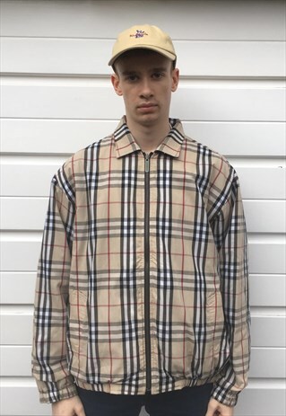 MENS BURBERRY REVERSIBLE JACKET IN NOVA CHECK AND PLAIN BLUE