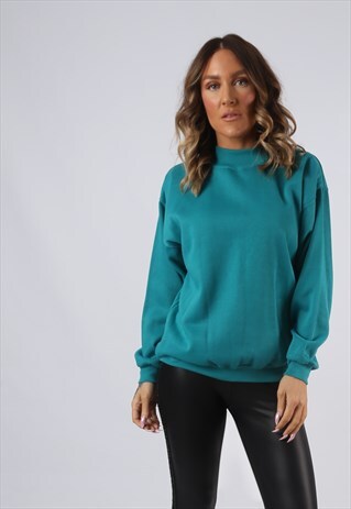 SWEATSHIRT JUMPER OVERSIZED PLAIN UK 12 COLOURED (GI5H)
