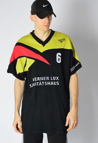 VINTAGE 90S BLACK YELLOW SPORTS T-SHIRT