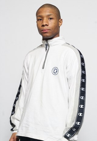 VINTAGE CHAMPION 1/4 ZIP TAPE LOGO SWEATSHIRT (RTRN)