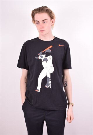 NIKE MENS VINTAGE T-SHIRT TOP MEDIUM BLACK 90S