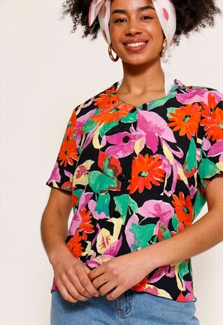 VINTAGE 90'S SATURATED FLORAL PRINT BLOUSE