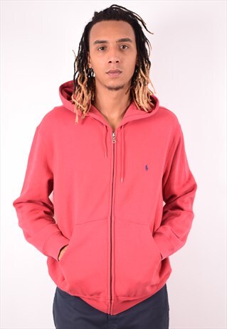 POLO RALPH LAUREN MENS VINTAGE HOODIE JACKET LARGE RED 90S