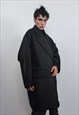 OVERSIZE DOUBLE BREASTED COAT GOTHIC TRENCH JACKET IN BLACK