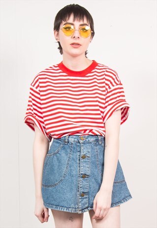 VINTAGE 90'S BLUE STONEWASH DENIM WRAP SKORT