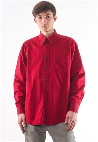 VINTAGE TOMMY HILFIGER 90S RED LONG SLEEVE
