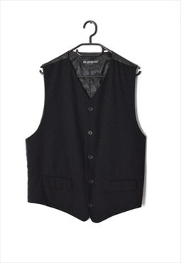 Vintage 90s Black Minimalist V-Neck Formal Preppy Vest