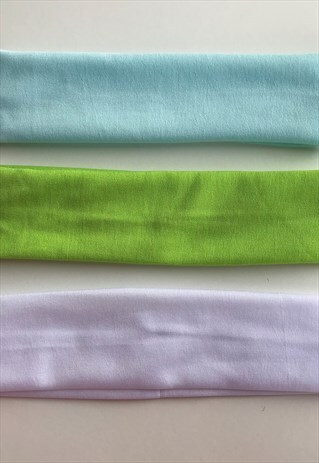 WHITE GREEN BABY BLUE COTTON HEADBAND BUNDLE