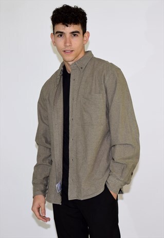 VINTAGE BEIGE GREY WOOLRICH WOOLEN SHIRT