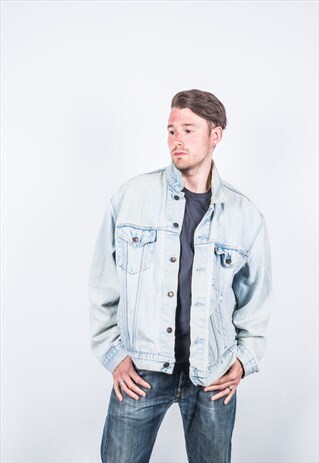 LEVI'S VINTAGE 1990S BLUE RIPPED DENIM JACKET